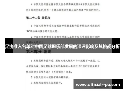 足协准入名单对中国足球俱乐部发展的深远影响及其挑战分析